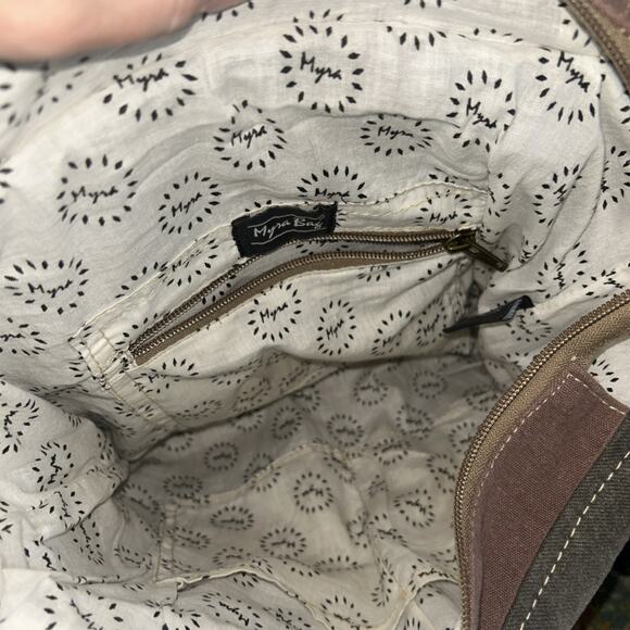 Myra Bag Daisy Delight Backpack Bag Upcycled Canvas S-1287 14.5" W x 13" H - Picture 4 of 4